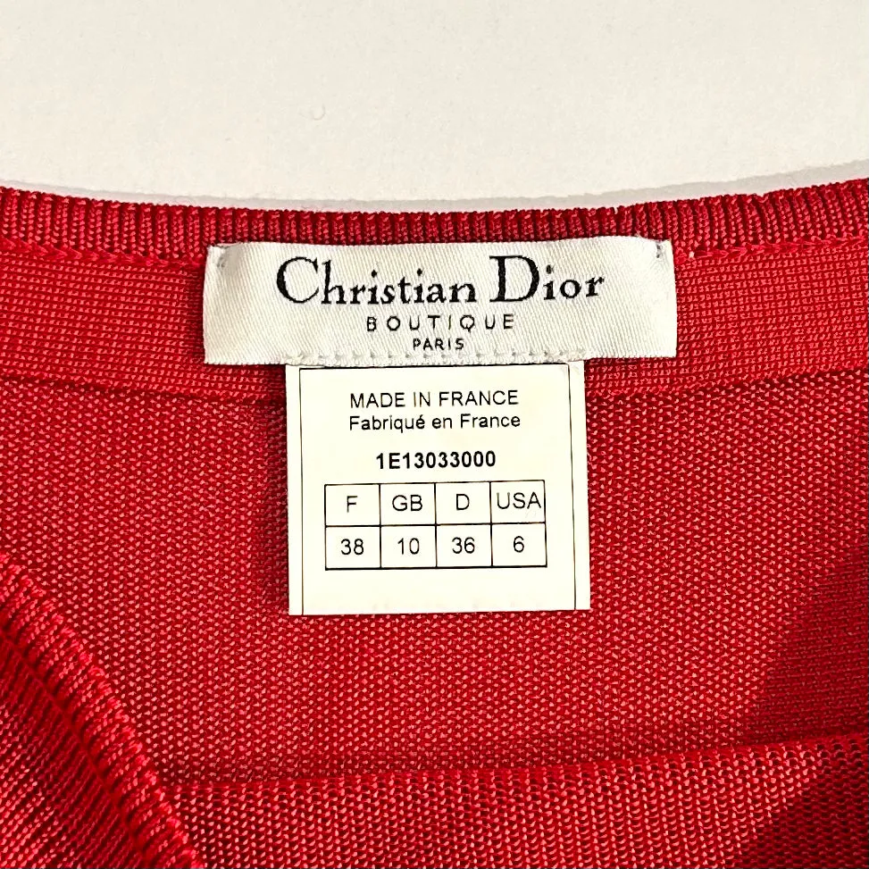 Dior Holy Mary Red Knit Skirt Set