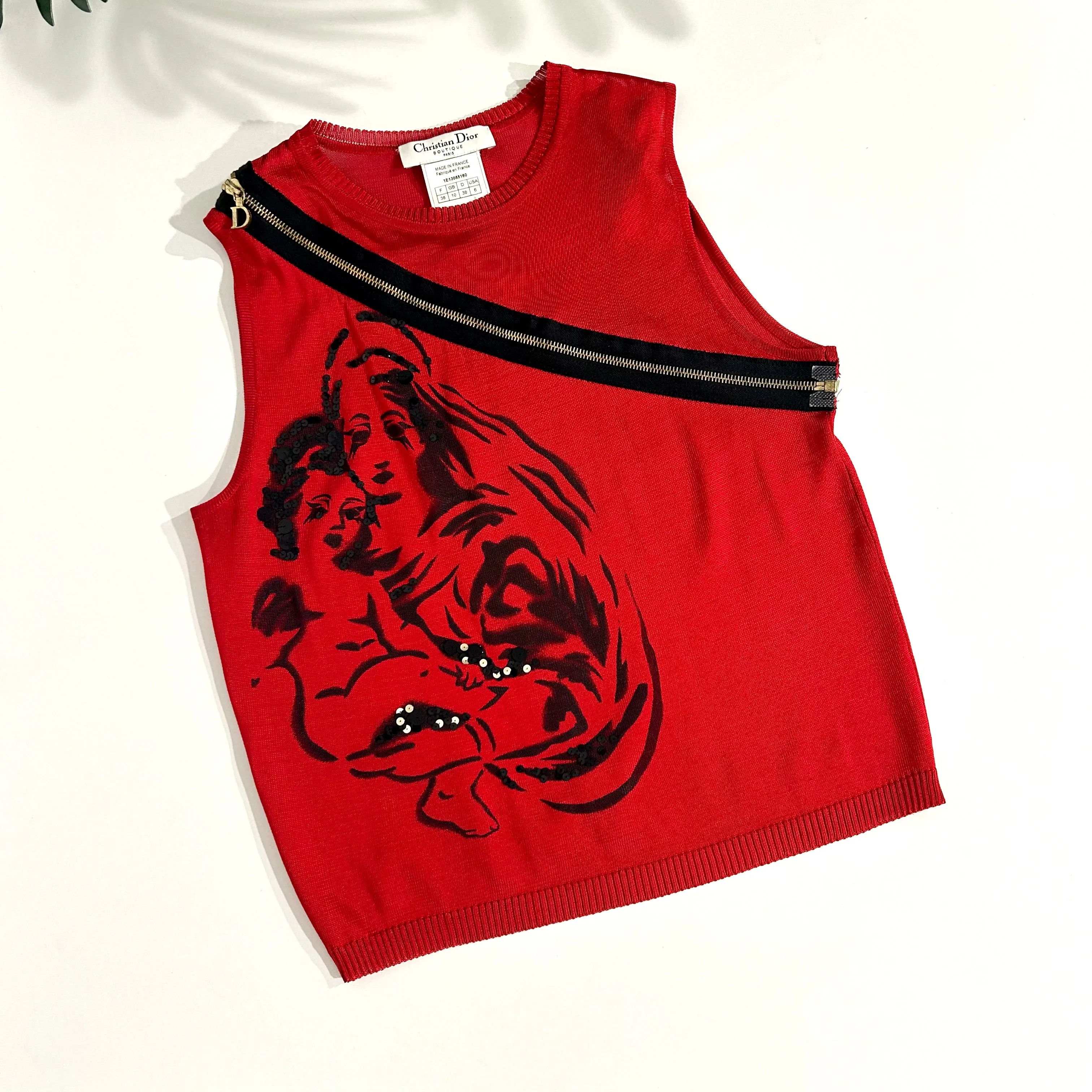 Dior Holy Mary Red Knit Skirt Set