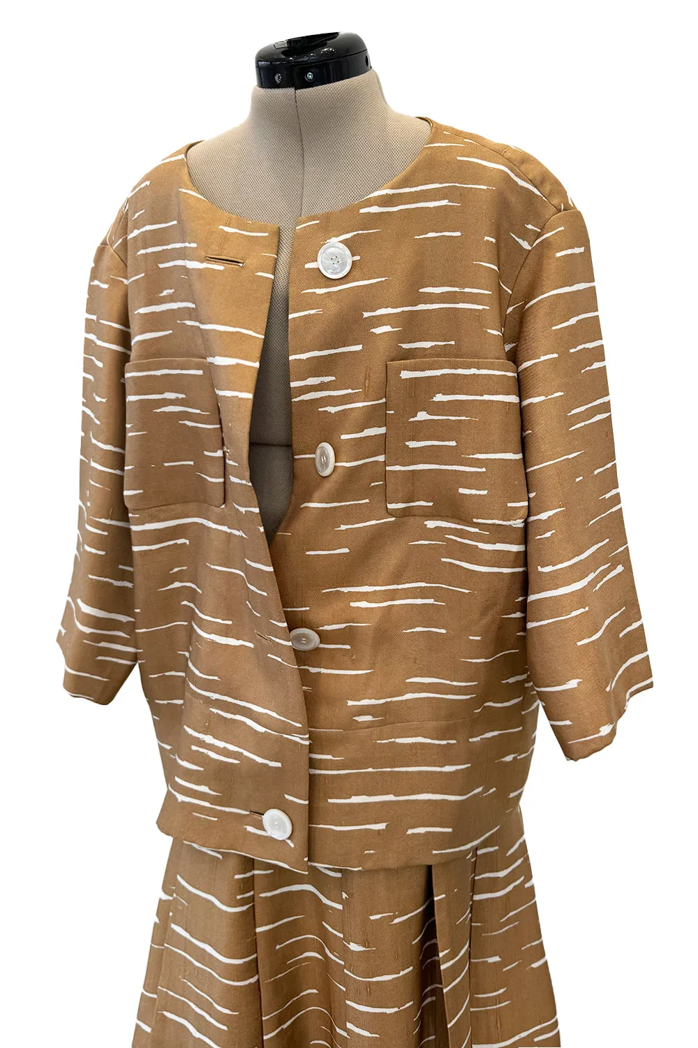 Documented Spring 1961 Christian Dior by Marc Bohan 'Slim Line' Haute Couture Debut Silk Jacket & Skirt Suit
