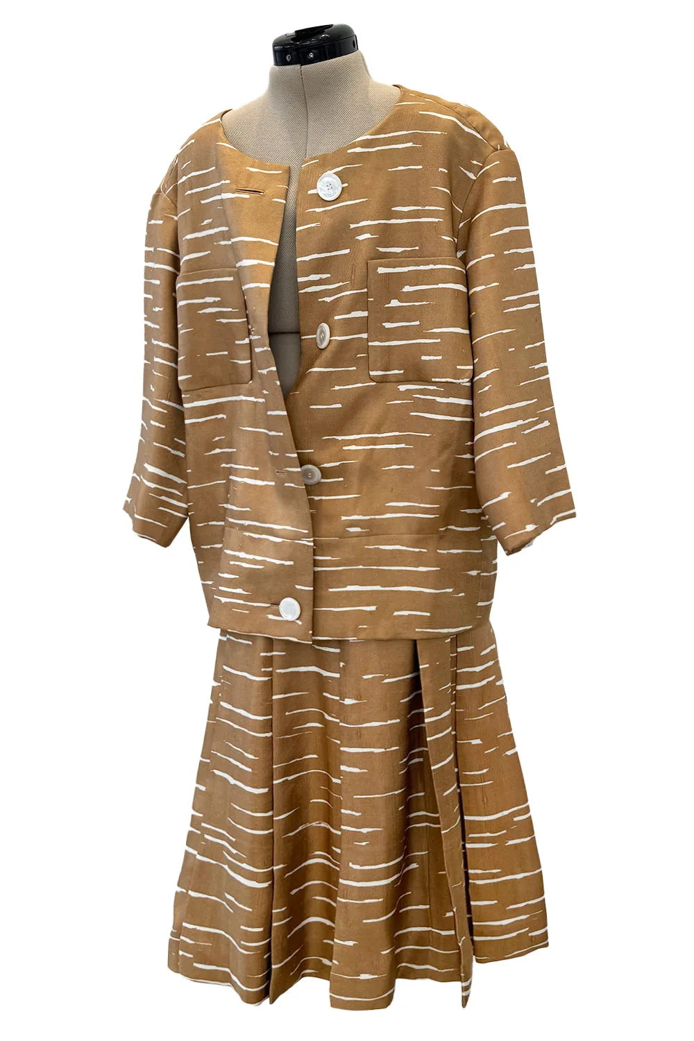 Documented Spring 1961 Christian Dior by Marc Bohan 'Slim Line' Haute Couture Debut Silk Jacket & Skirt Suit