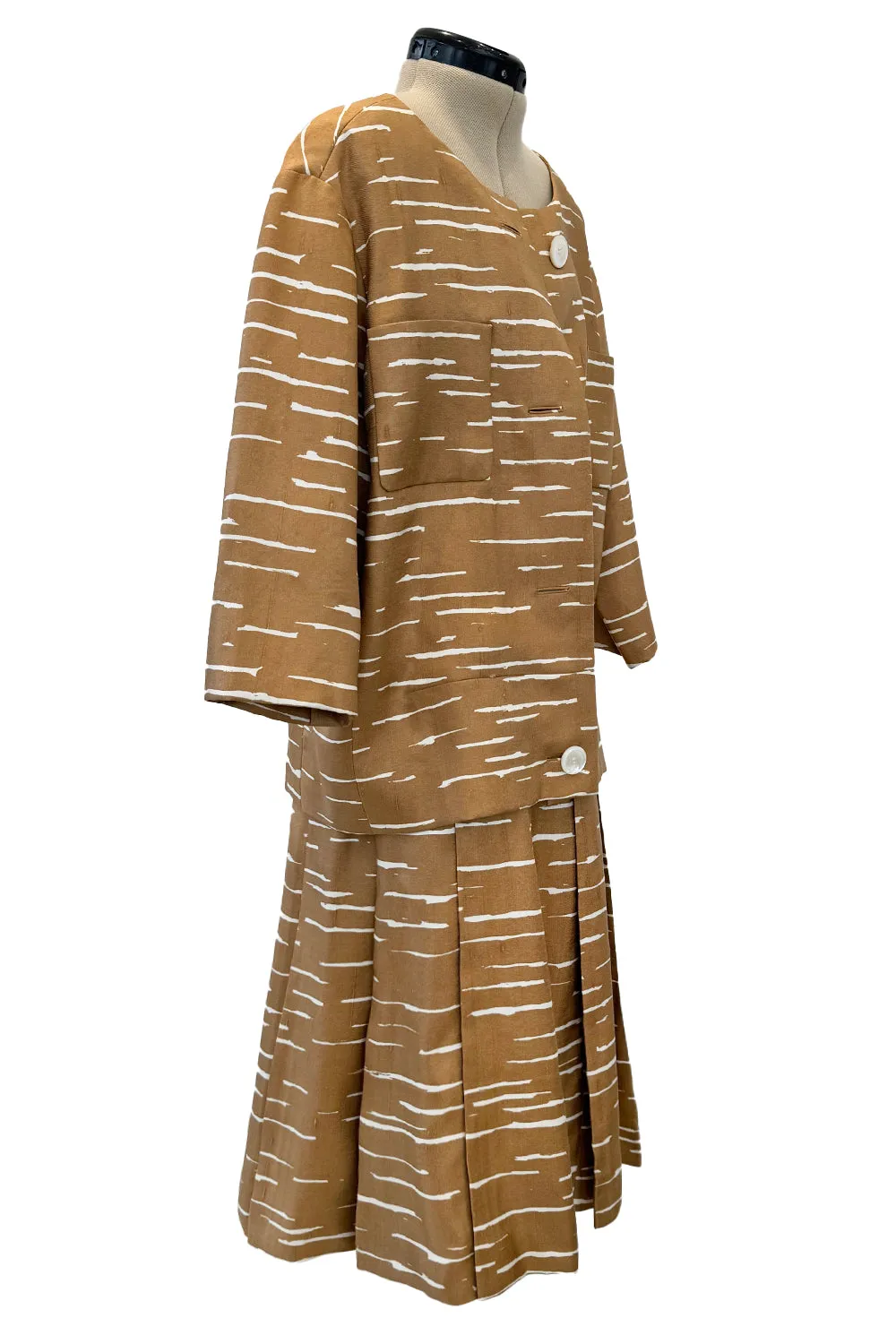Documented Spring 1961 Christian Dior by Marc Bohan 'Slim Line' Haute Couture Debut Silk Jacket & Skirt Suit