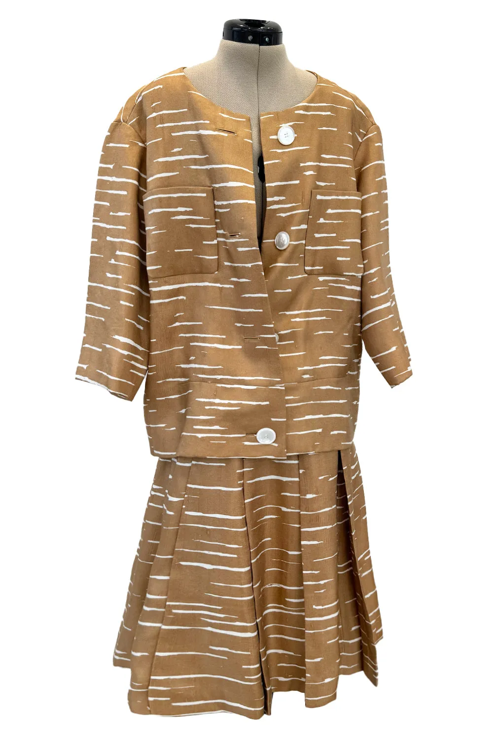 Documented Spring 1961 Christian Dior by Marc Bohan 'Slim Line' Haute Couture Debut Silk Jacket & Skirt Suit