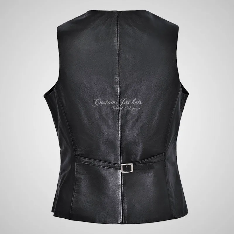 ELEANOR Ladies Leather Waistcoat Formal Party Leather Vest