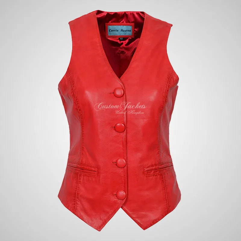 ELEANOR Ladies Leather Waistcoat Formal Party Leather Vest