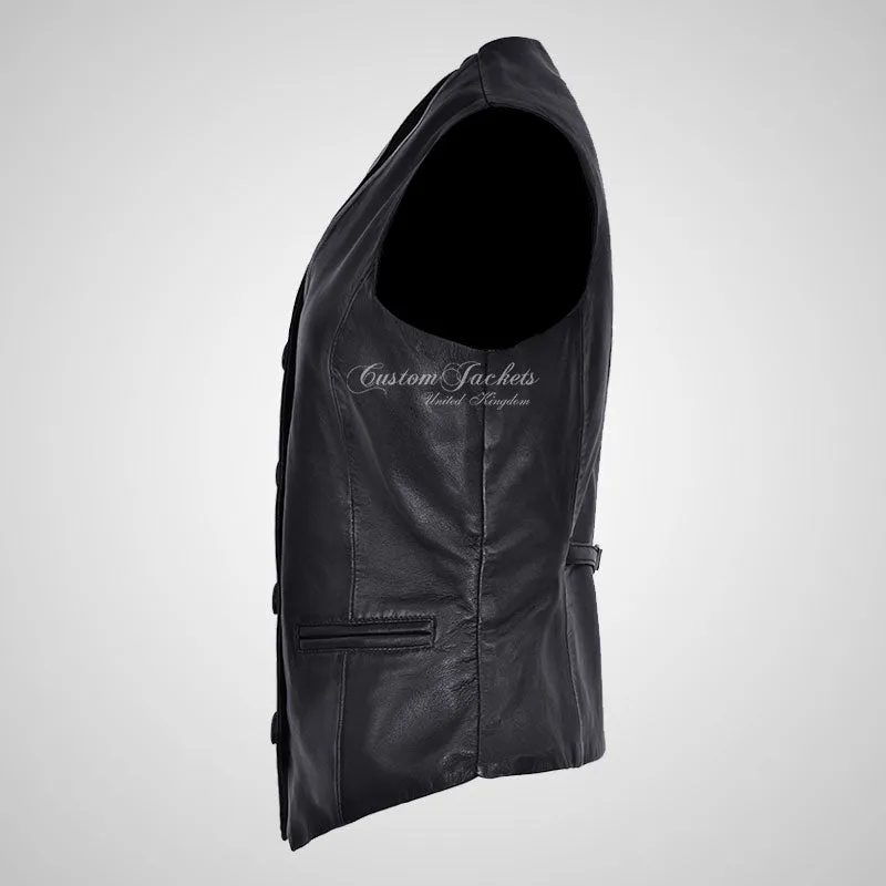 ELEANOR Ladies Leather Waistcoat Formal Party Leather Vest