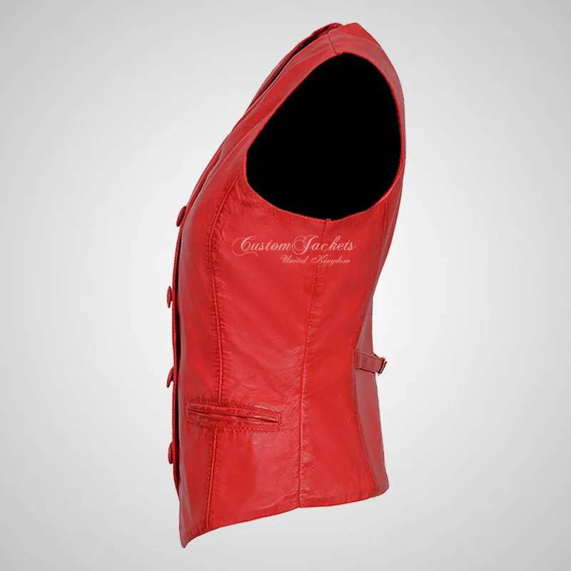 ELEANOR Ladies Leather Waistcoat Formal Party Leather Vest