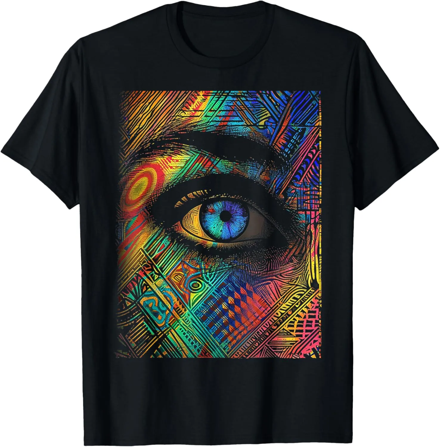 Eyes Colorful Abstract Art Face Geometric Graphic T-Shirt