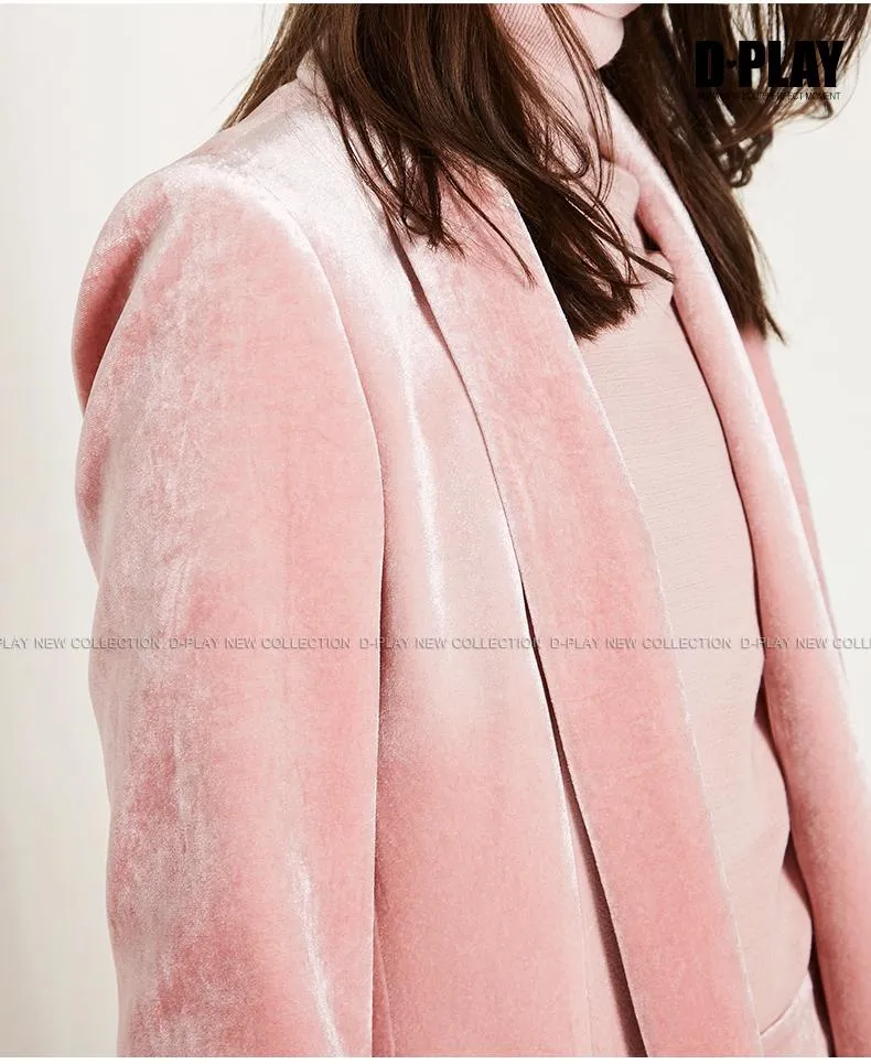 FINAL SALE Pink  velvet suit   bell-bottoms trousers two-piece suit- Hitas