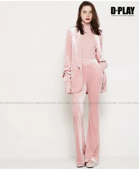 FINAL SALE Pink  velvet suit   bell-bottoms trousers two-piece suit- Hitas