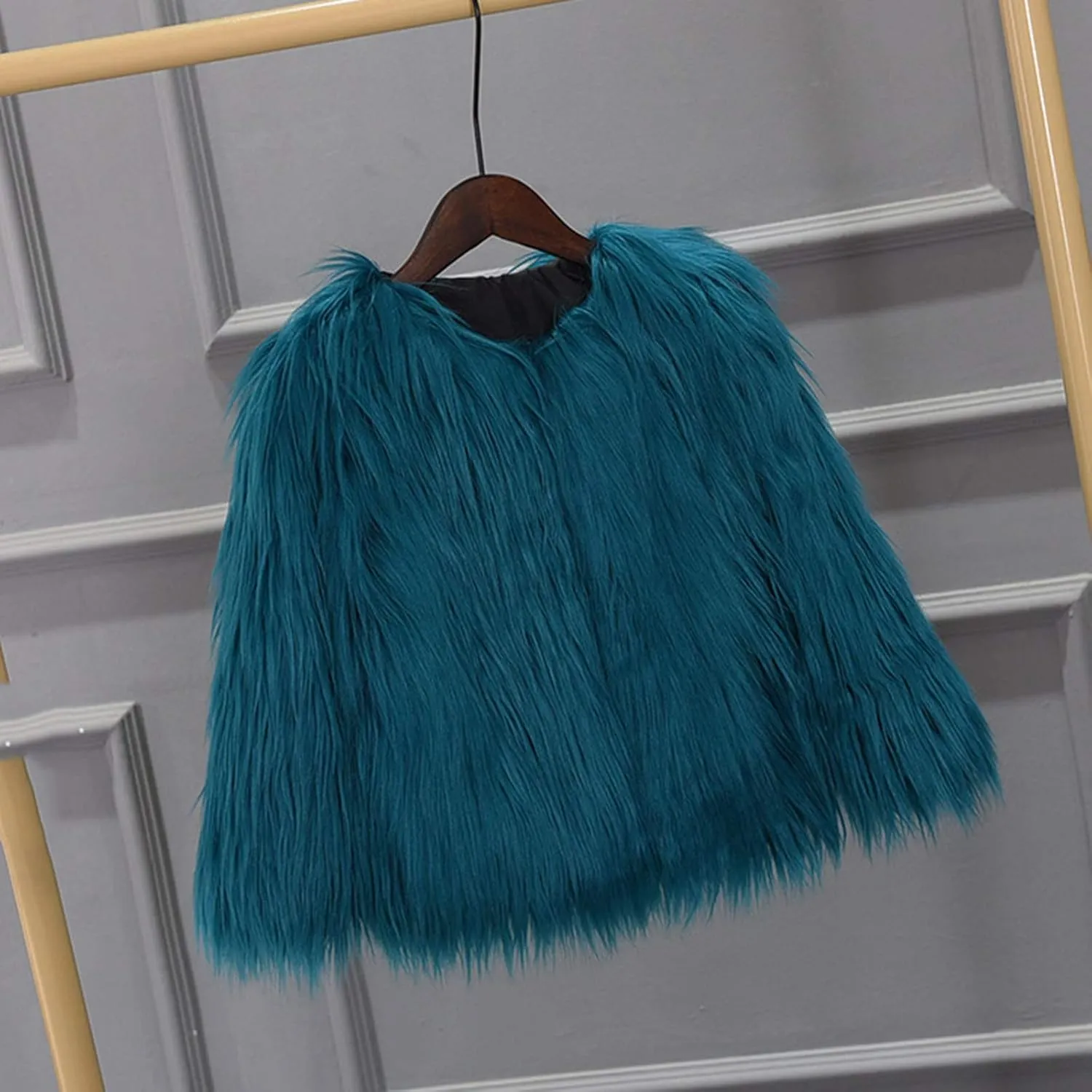 Girls Faux-Fr Jacket Coat Kids Fall Winter Thick Flece Furry Fashion Flffy Fuzzy Warm Outwear Tops Clothes