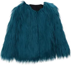 Girls Faux-Fr Jacket Coat Kids Fall Winter Thick Flece Furry Fashion Flffy Fuzzy Warm Outwear Tops Clothes