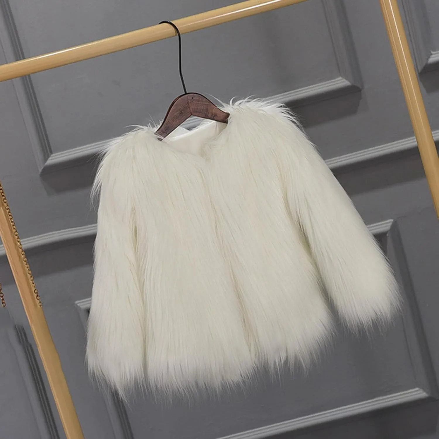 Girls Faux-Fur Jacket Coat Kids Fall Winter Thick Fleece Fuzzy Warm Outwear Tops Fashion Purple Fur Coat