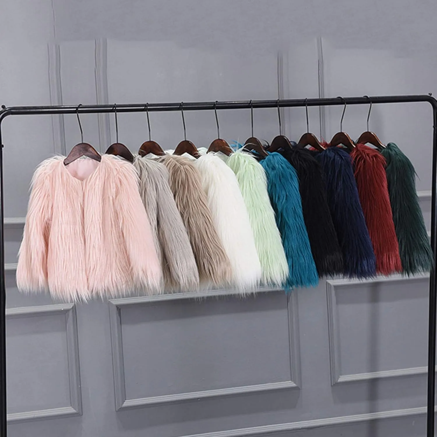 Girls Faux-Fur Jacket Coat Kids Fall Winter Thick Fleece Fuzzy Warm Outwear Tops Fashion Purple Fur Coat