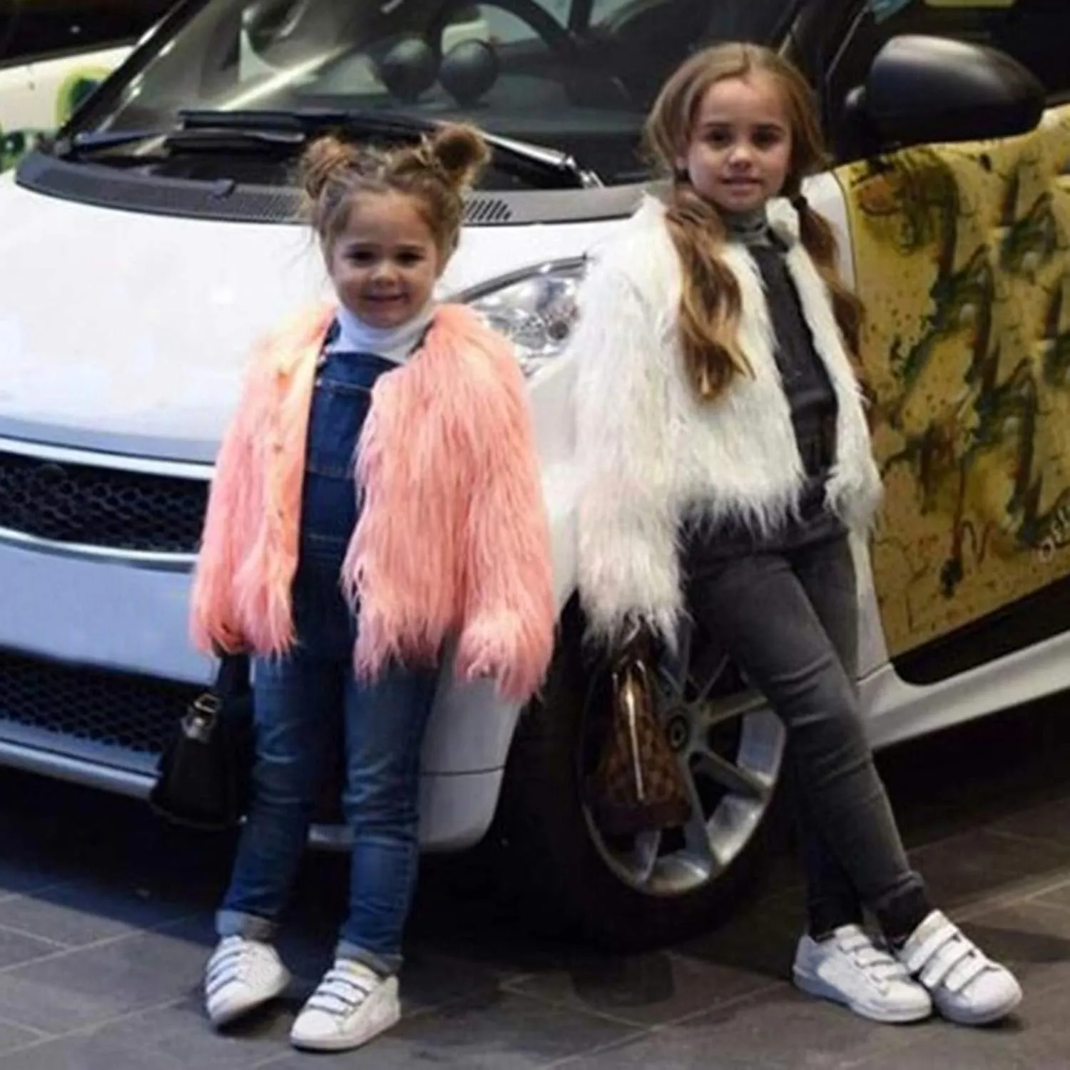 Girls Faux-Fur Jacket Coat Kids Fall Winter Thick Fleece Fuzzy Warm Outwear Tops Fashion Purple Fur Coat