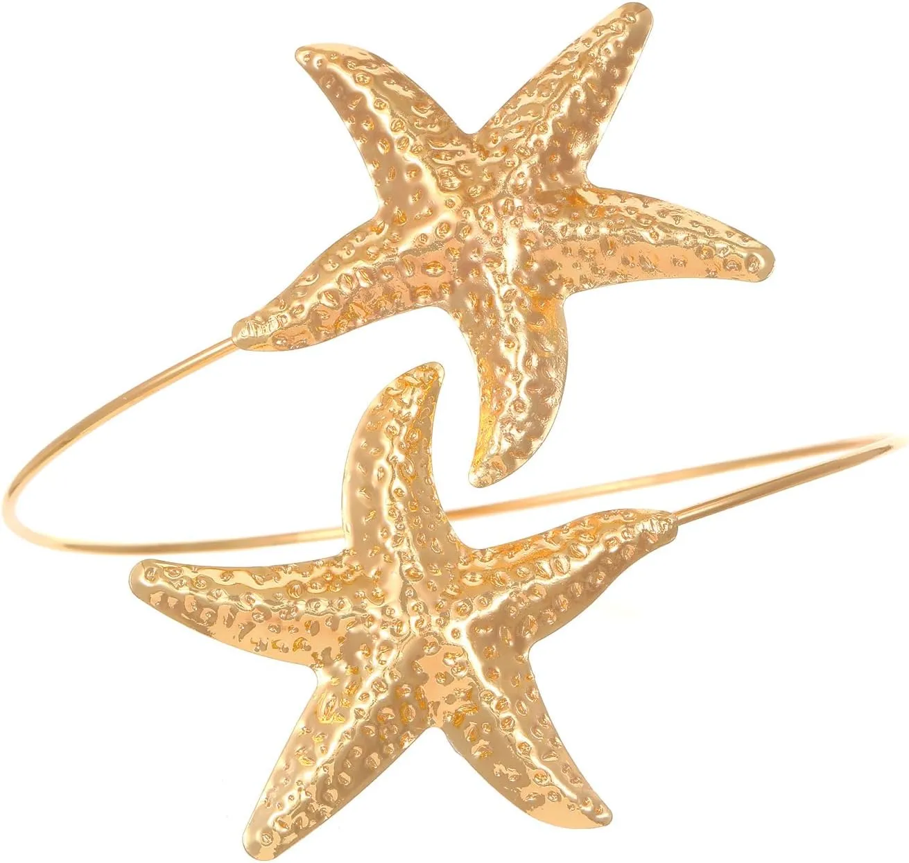 Gold Starfish Arm Cuff for Women Upper Arm Cuff Open Bangle Bracelets Boho Summer Beach Sea Shell Conch Horse Pearl Statement Bracelet