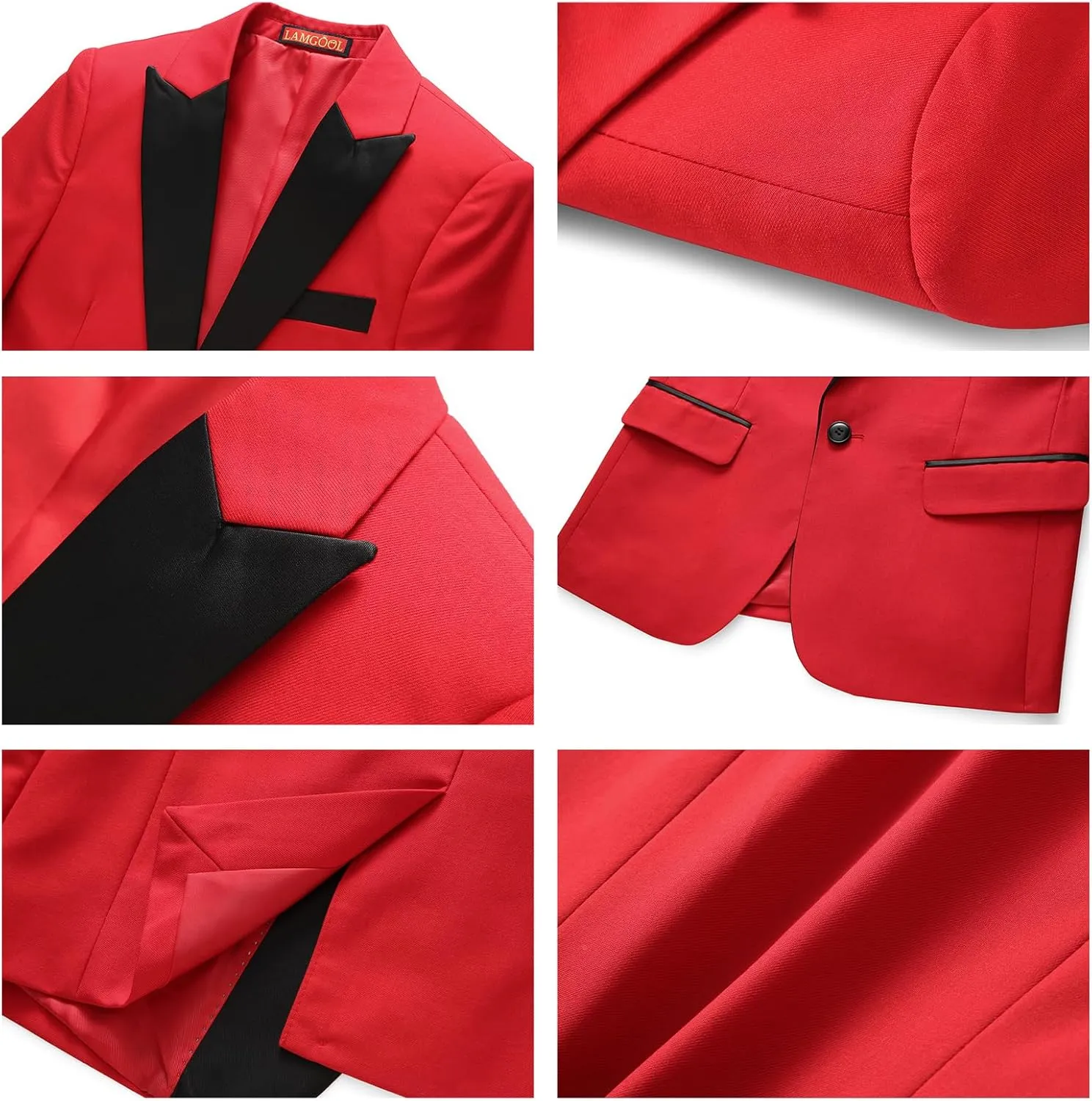 Lamgool Boys Tuxedo Suit 3 Piece Slim Fit Set with Blazer Jacket Vest Pant Kids Formal Outfit for Wedding Prom Size 6-20