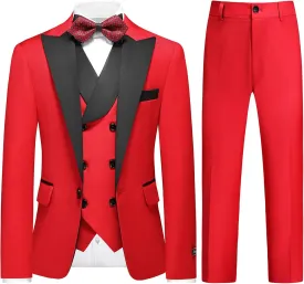 Lamgool Boys Tuxedo Suit 3 Piece Slim Fit Set with Blazer Jacket Vest Pant Kids Formal Outfit for Wedding Prom Size 6-20
