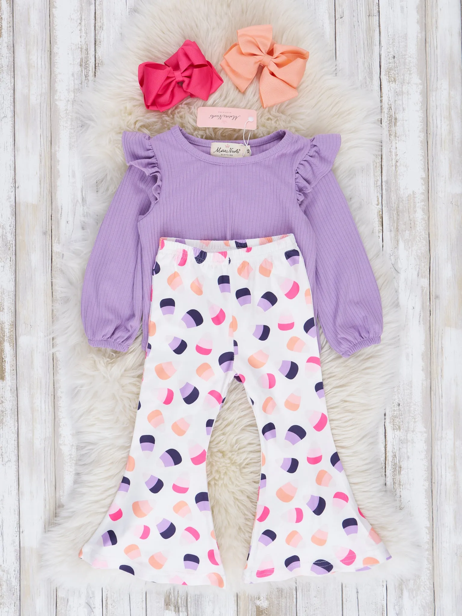 Lavender Candy Corn Bell Bottom Outfit