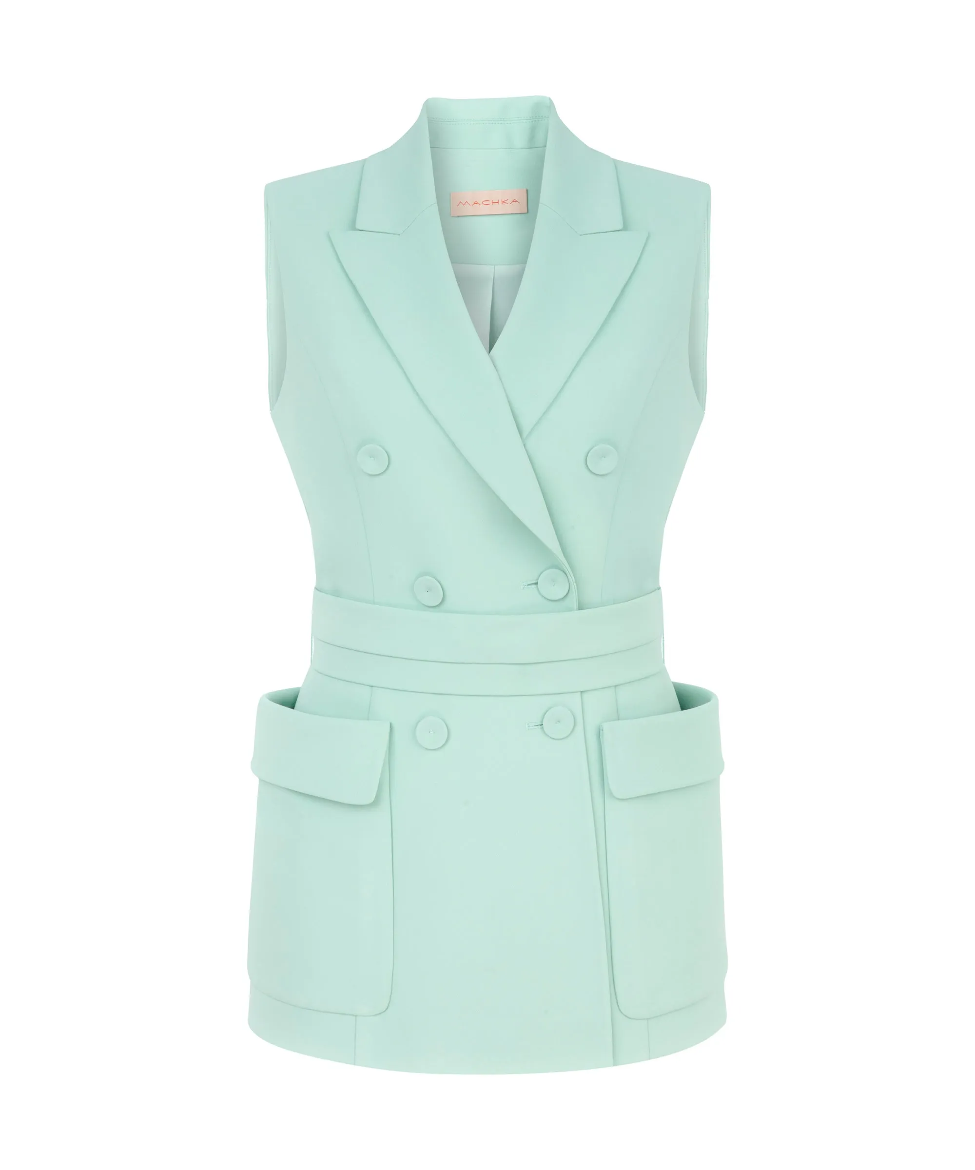 Machka Belted Double-Breasted Vest Nile