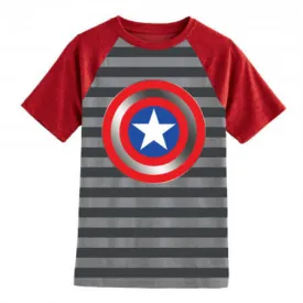 Marvel Captain America Boys Youth Striped T-Shirt