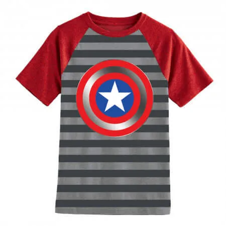 Marvel Captain America Boys Youth Striped T-Shirt