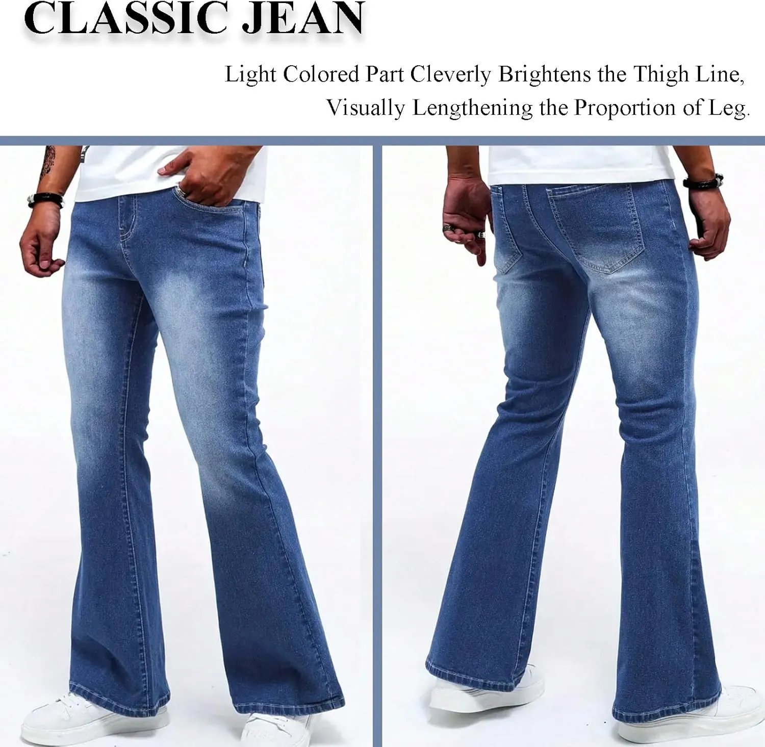 Men's Classic Jeans Relaxed Fit Jeans - Straight Leg Stretch Denim Pants with Comfort Flex Waist