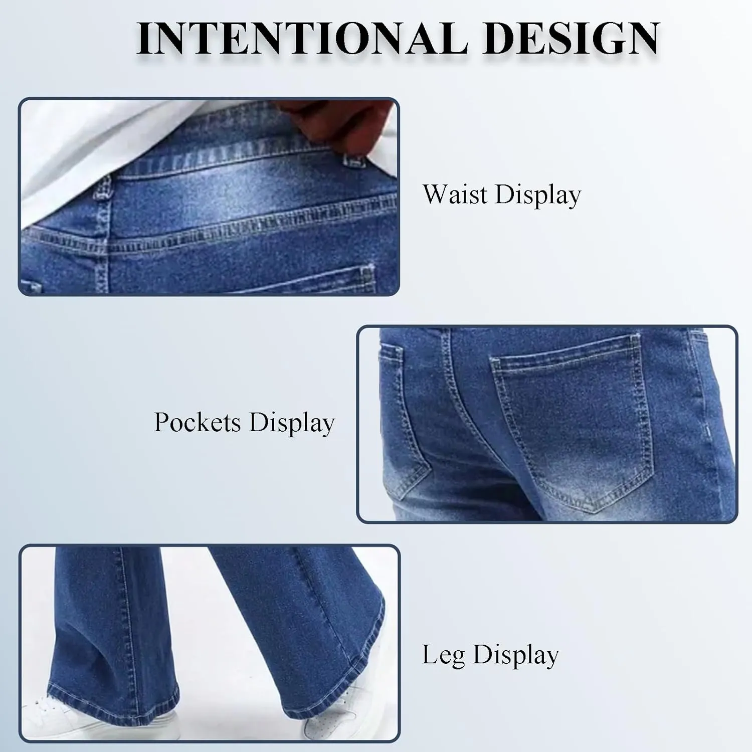 Men's Classic Jeans Relaxed Fit Jeans - Straight Leg Stretch Denim Pants with Comfort Flex Waist
