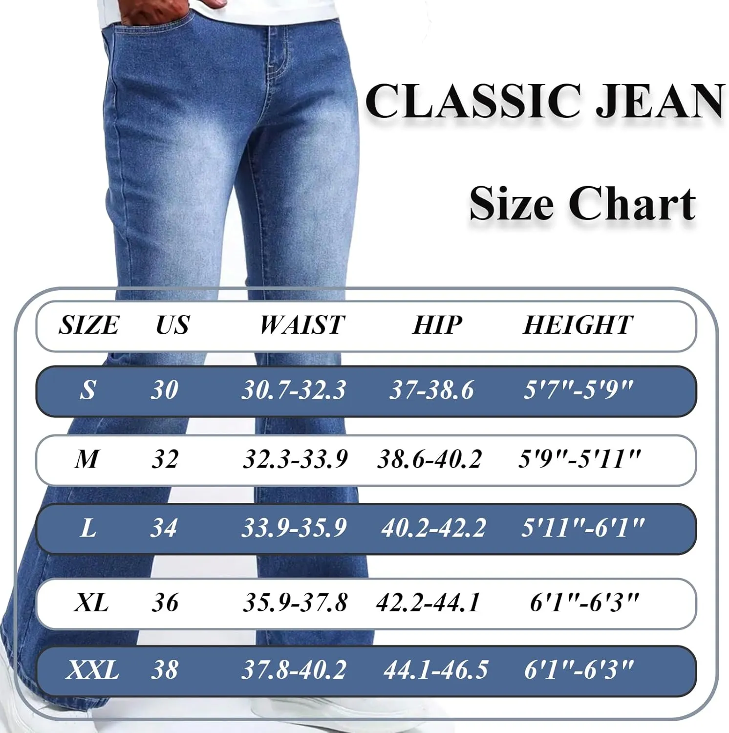 Men's Classic Jeans Relaxed Fit Jeans - Straight Leg Stretch Denim Pants with Comfort Flex Waist