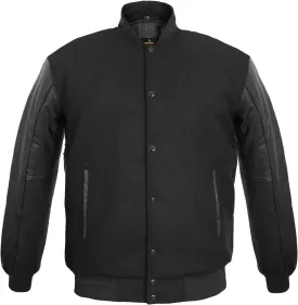 Men's Varsity Jacket Genuine Leather Sleeve and Wool Blend Letterman Boys College Varsity Jackets XS-5XL