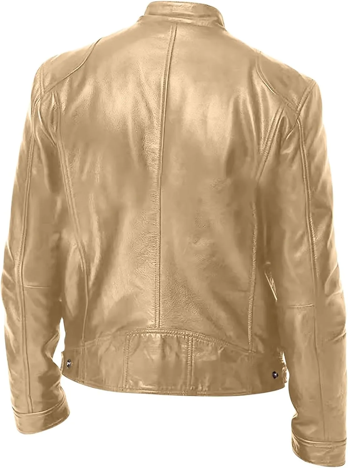 Mens Vintage Leather Casual Jackets Full Zipper Stand Collar Flight Faux Leather Coats Motorcycle Biker Outerwear
