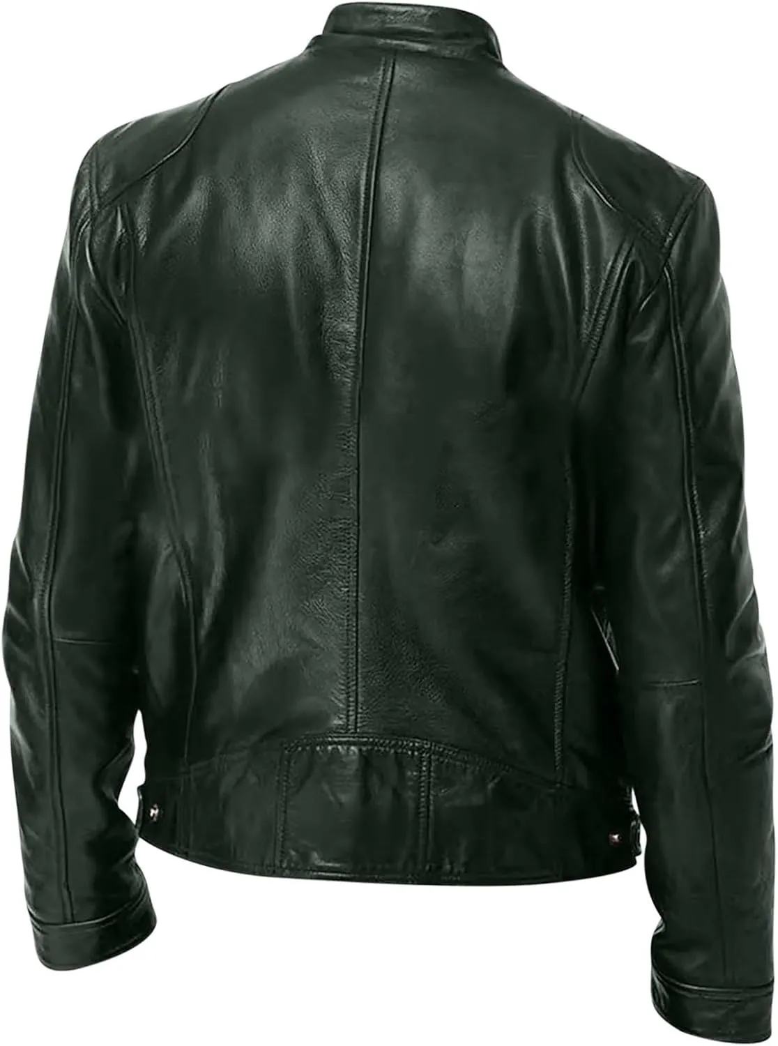Mens Vintage Leather Casual Jackets Full Zipper Stand Collar Flight Faux Leather Coats Motorcycle Biker Outerwear