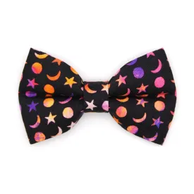 Moon Cat Bow Tie - "Cosmic" -  Black Celestial Starry Moon Bow Tie for Cat / Moon Phases, Luna, Stars / Cat   Small Dog Bowtie