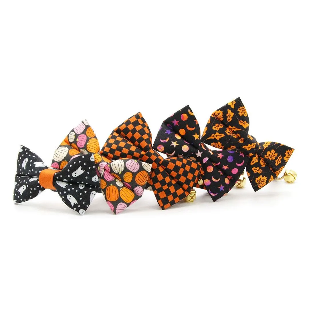 Moon Cat Bow Tie - "Cosmic" -  Black Celestial Starry Moon Bow Tie for Cat / Moon Phases, Luna, Stars / Cat   Small Dog Bowtie