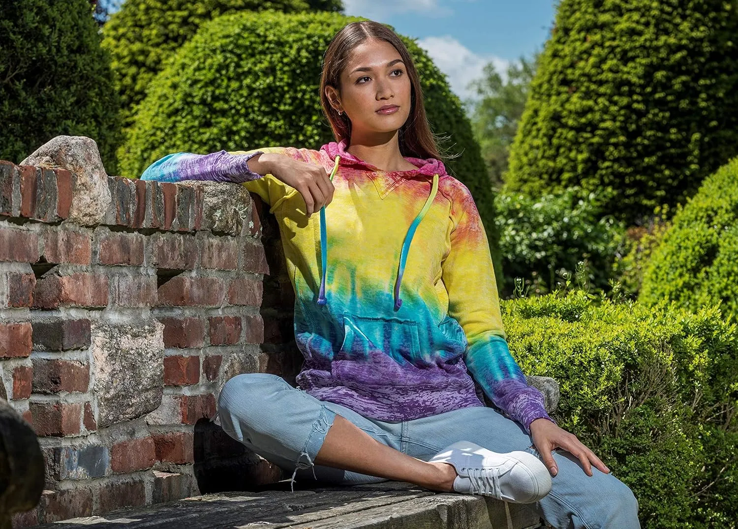 MV Sport Tie Dye Sweatshirts Hoodies for Women Rainbow Lightweight Pullover - Cotton Fleece Hoodie for Fall Winter Outfits