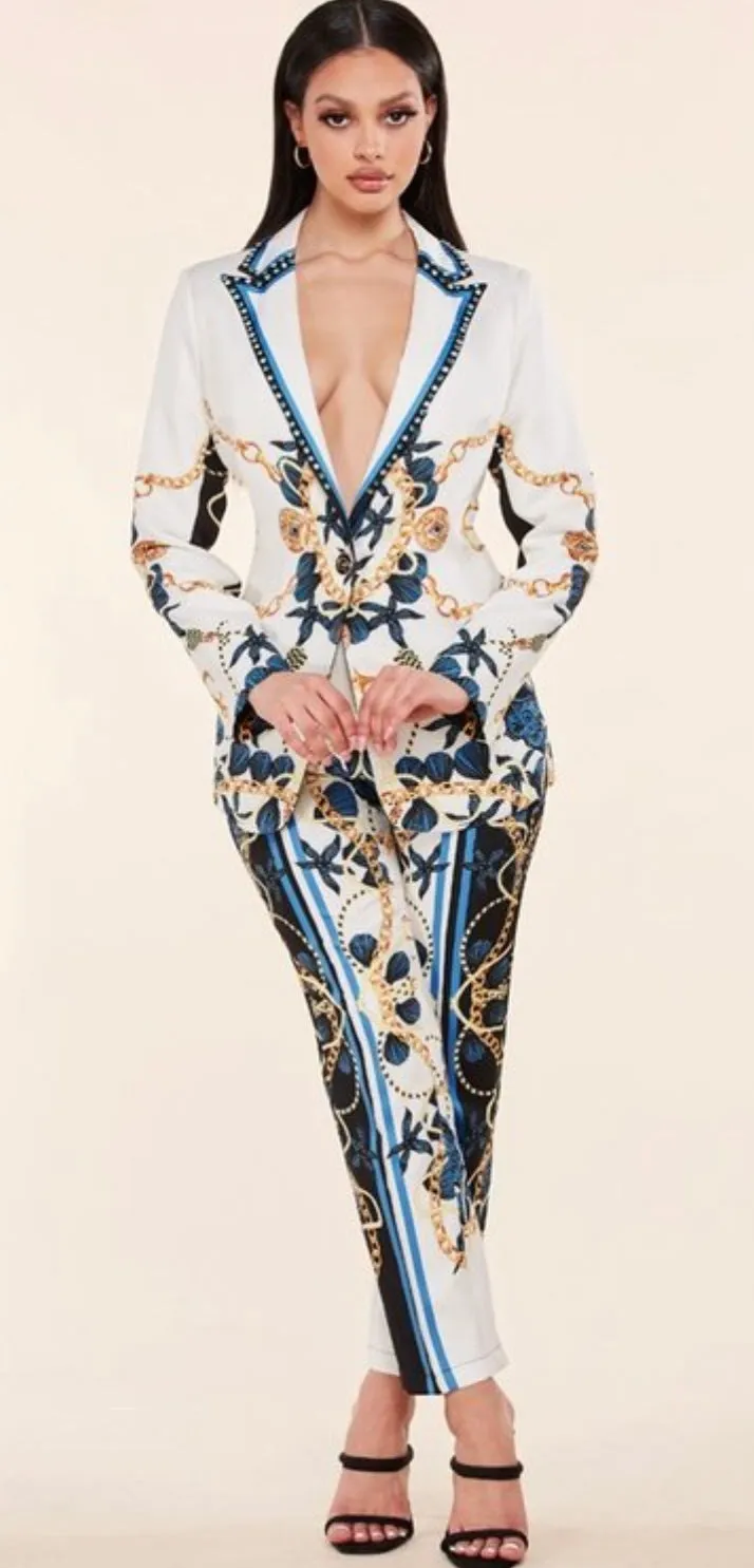 Nautical Print Pant Suit