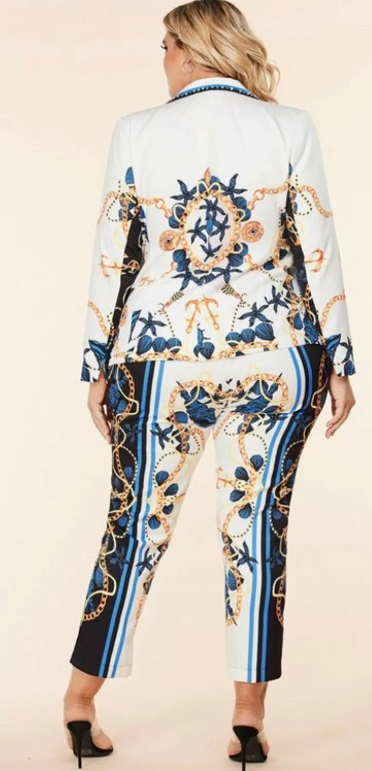Nautical Print Pant Suit