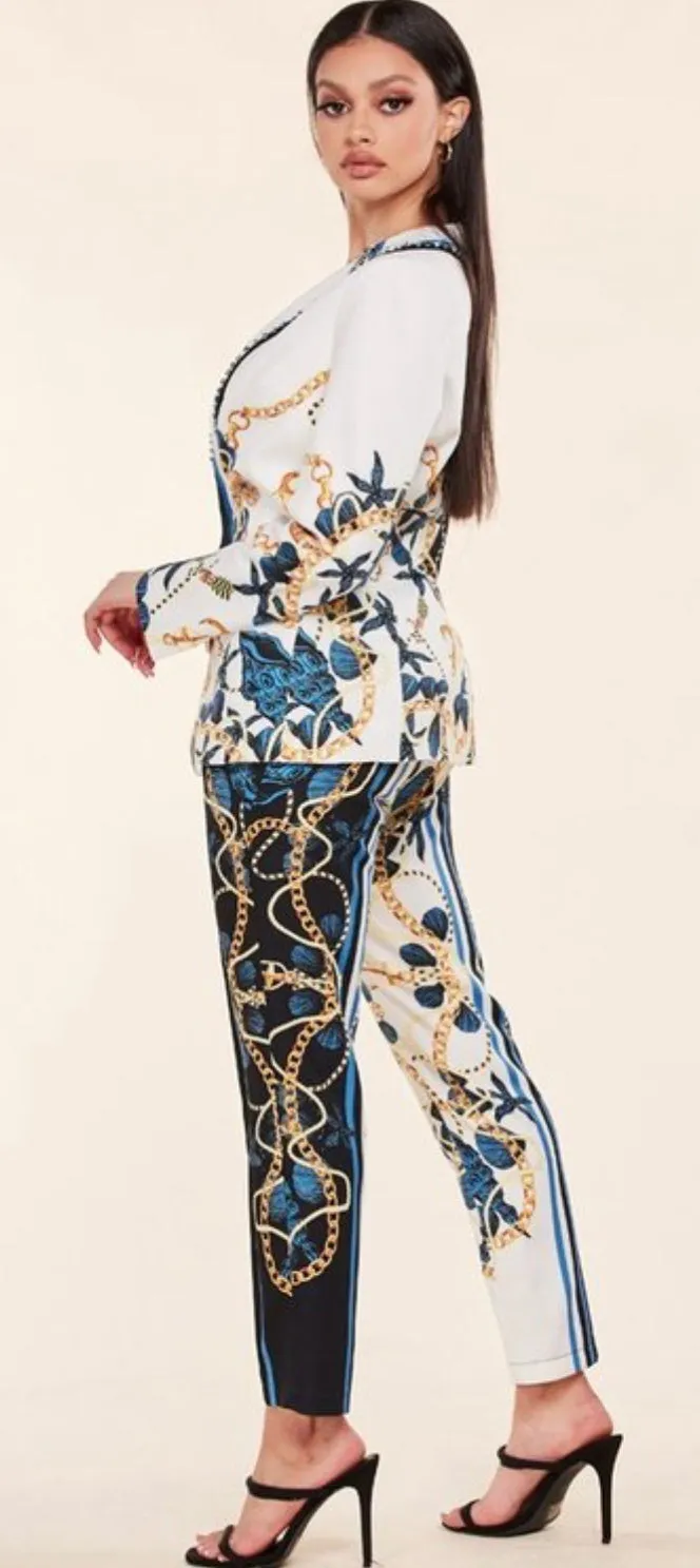 Nautical Print Pant Suit