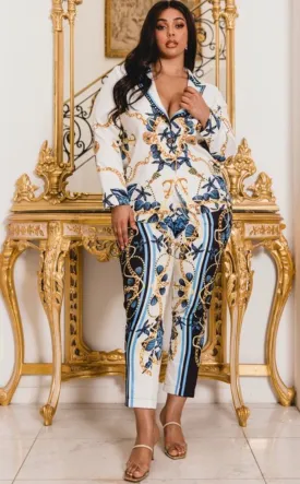 Nautical Print Pant Suit