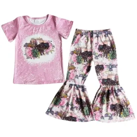 Pink Cactus Herd - Western Bell Bottoms Outfit Kids