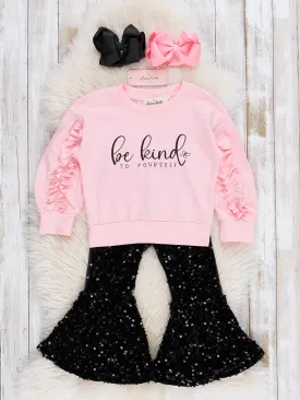 Pink "Be Kind" Sequin Bell Bottoms Outfit