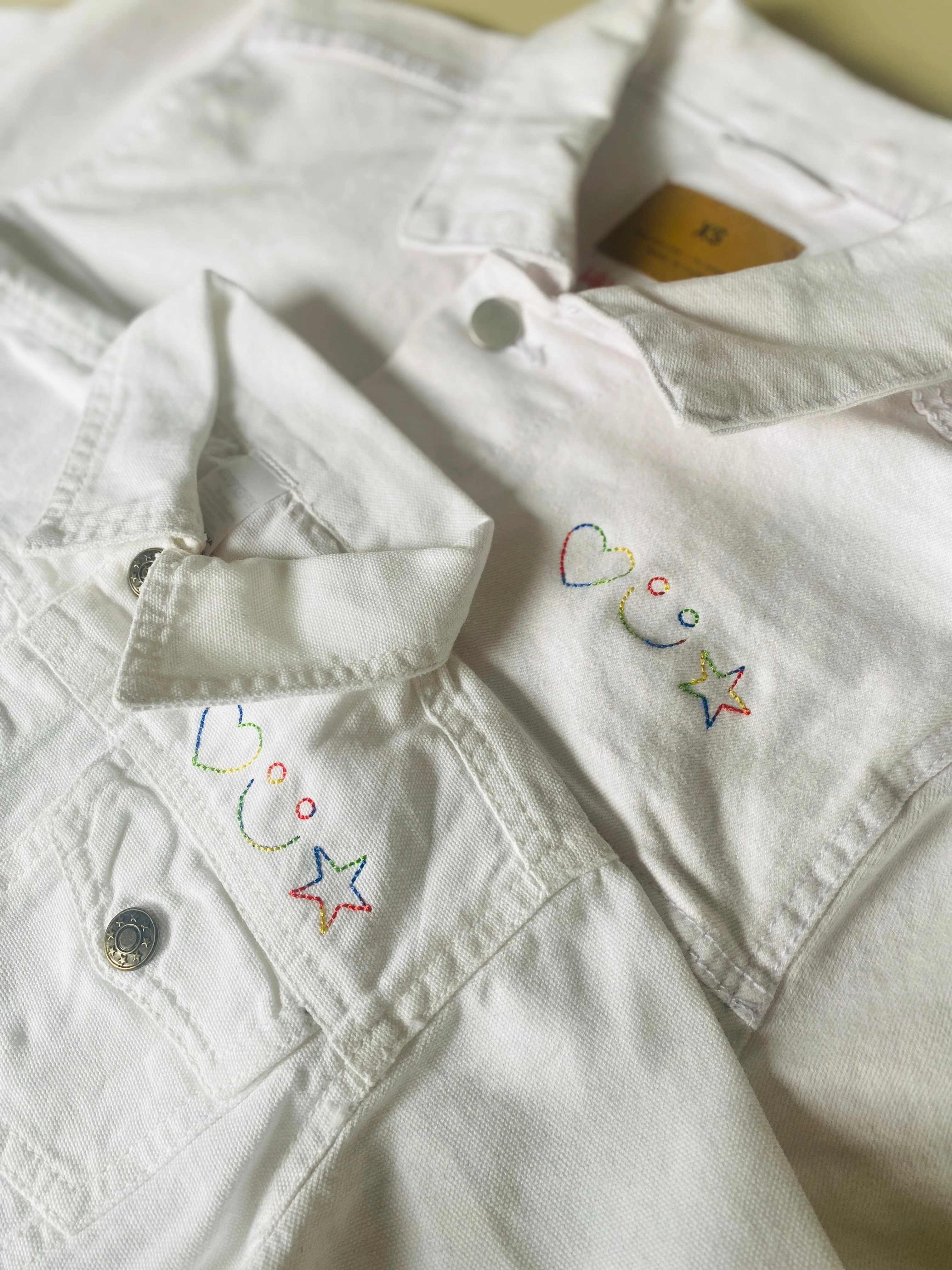 "mama" Adult White Denim Jacket
