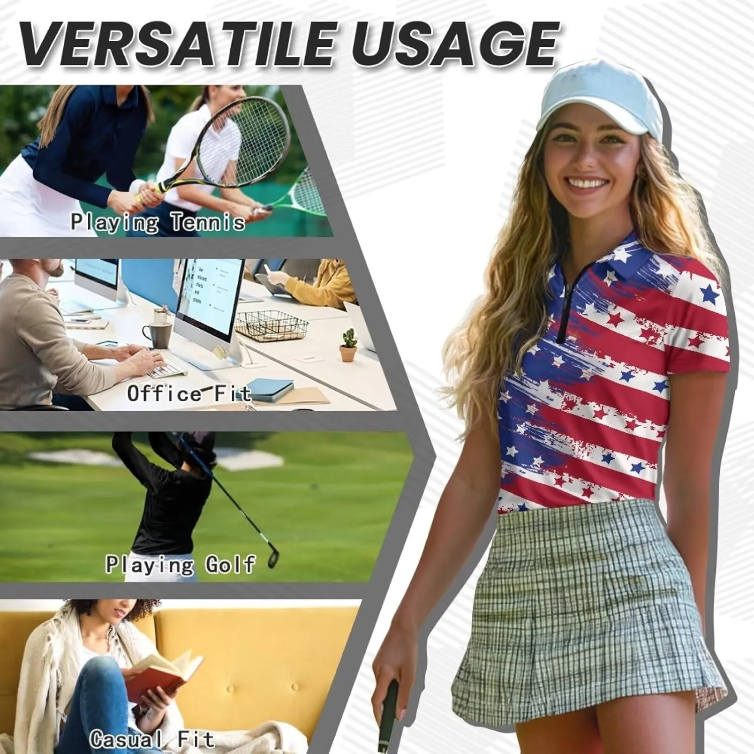 Short Sleeve Golf Shirts for Women Lightweight Moisture Wicking Tennis Shirts Women's Athletic Pullover Tops XS-2XL