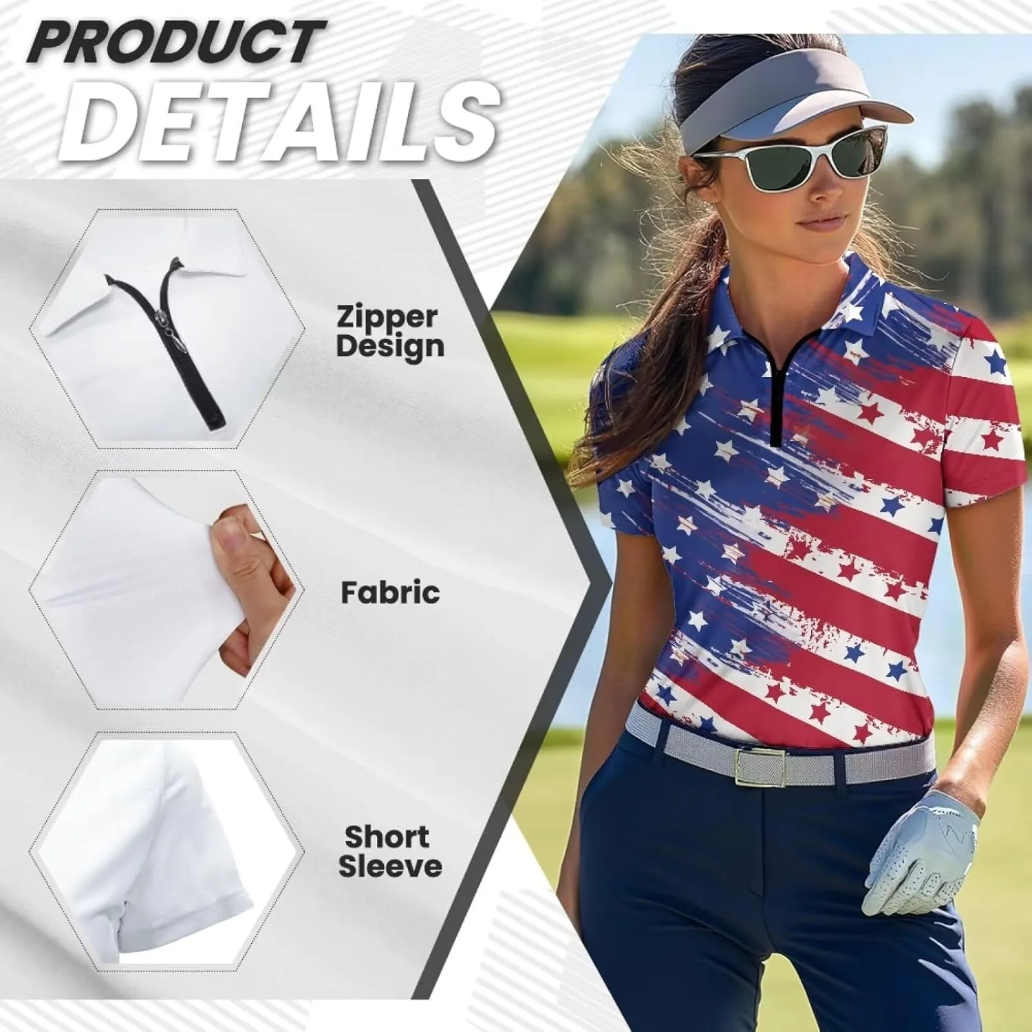Short Sleeve Golf Shirts for Women Lightweight Moisture Wicking Tennis Shirts Women's Athletic Pullover Tops XS-2XL