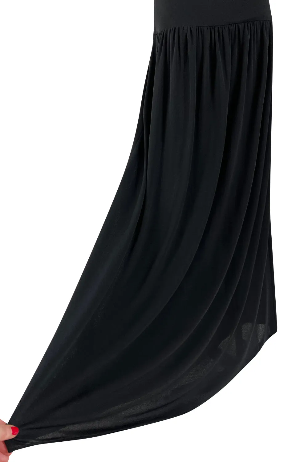 Superb 1980s Christian Dior by Marc Bohan Minimalist Black Jersey Drop Waist Dress