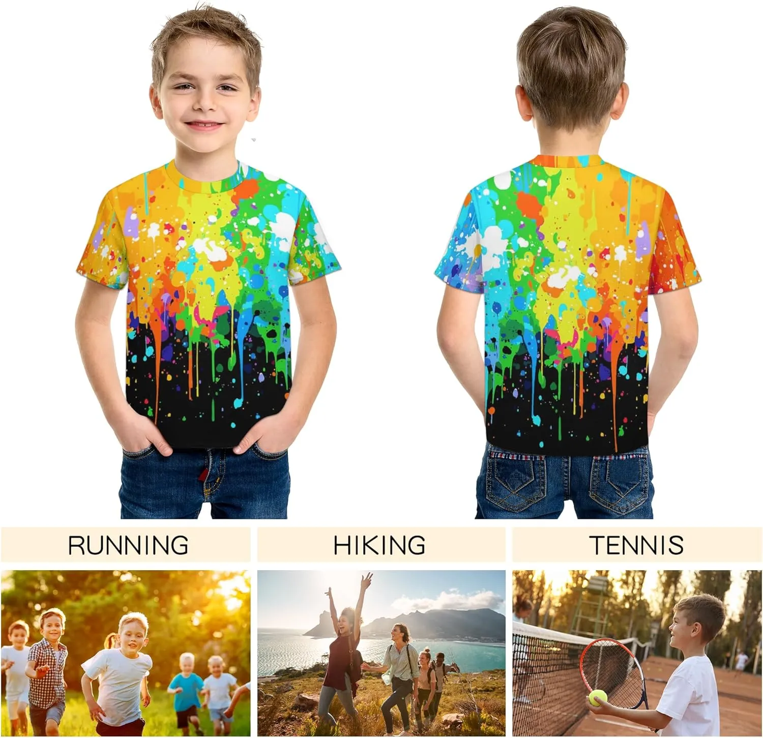 Tiannee Printed Boys T-Shirt, Kids' T-Shirt for Boys, Lightweight Tee for Kids