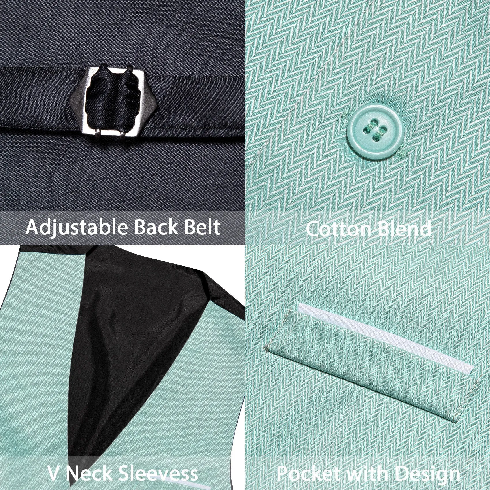 Ties2you Men's Work Vest Mint Green Solid Men's V-Neck Business Vest