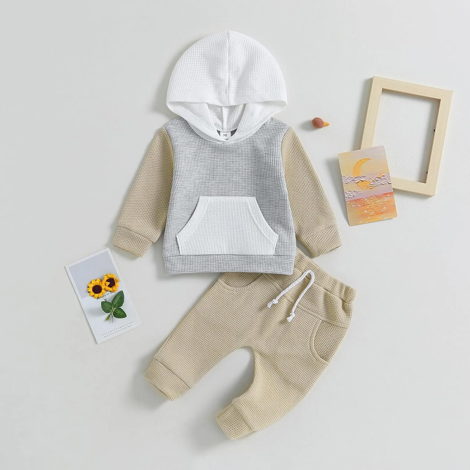 Toddler Baby Boy Clothes Color Block Hooded Sweatshirt Pullover Jogger Pants 2Pcs Fall Winter Sweatsuit Outfit