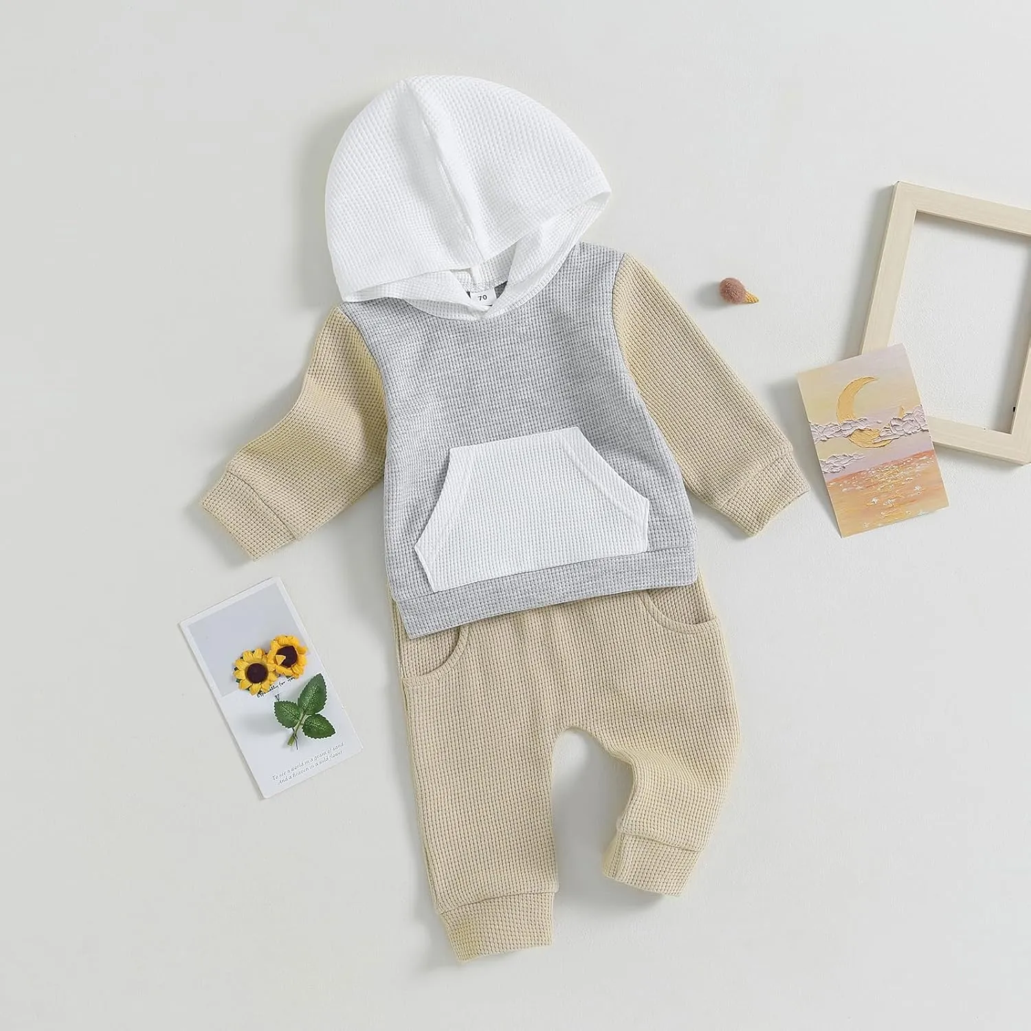 Toddler Baby Boy Clothes Color Block Hooded Sweatshirt Pullover Jogger Pants 2Pcs Fall Winter Sweatsuit Outfit