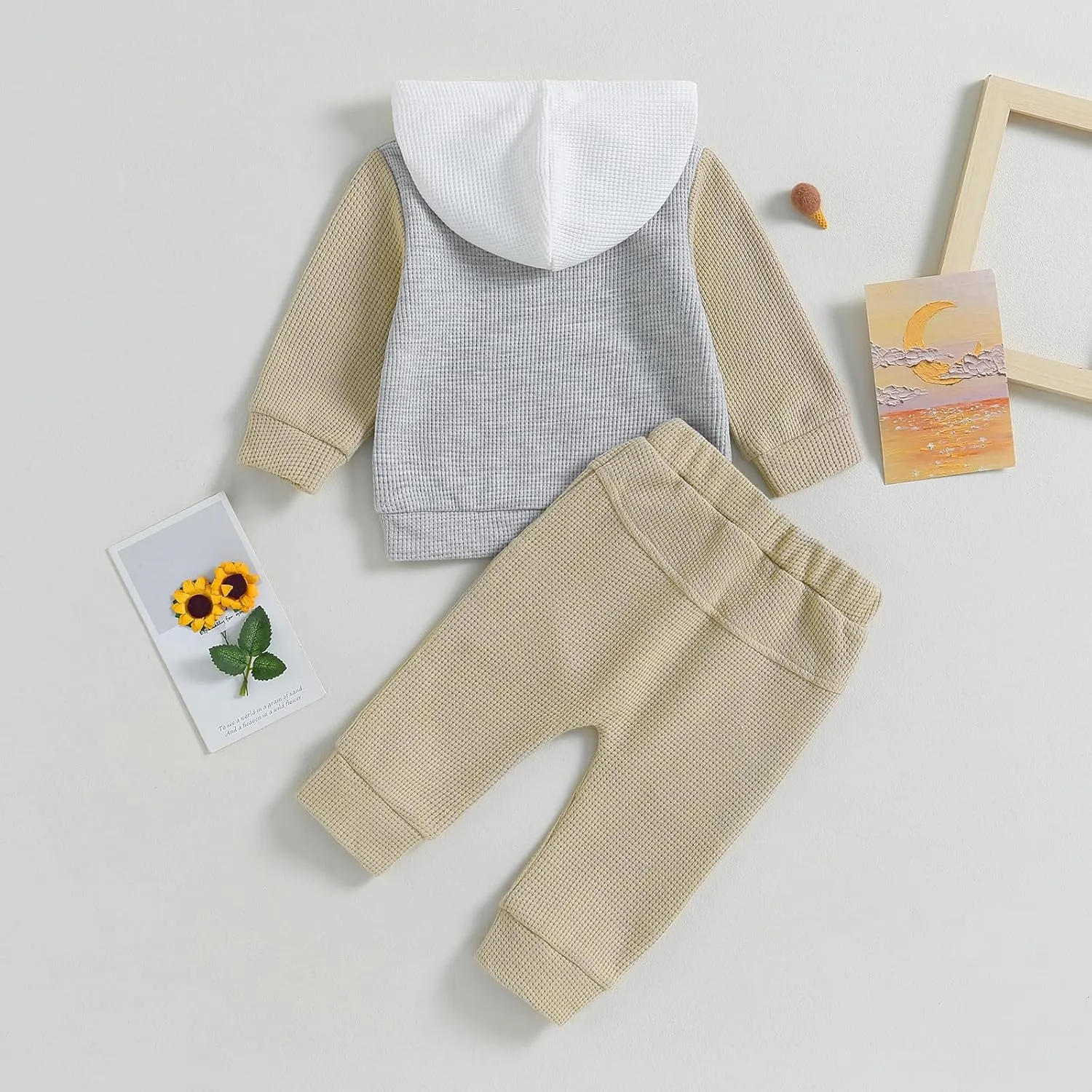 Toddler Baby Boy Clothes Color Block Hooded Sweatshirt Pullover Jogger Pants 2Pcs Fall Winter Sweatsuit Outfit
