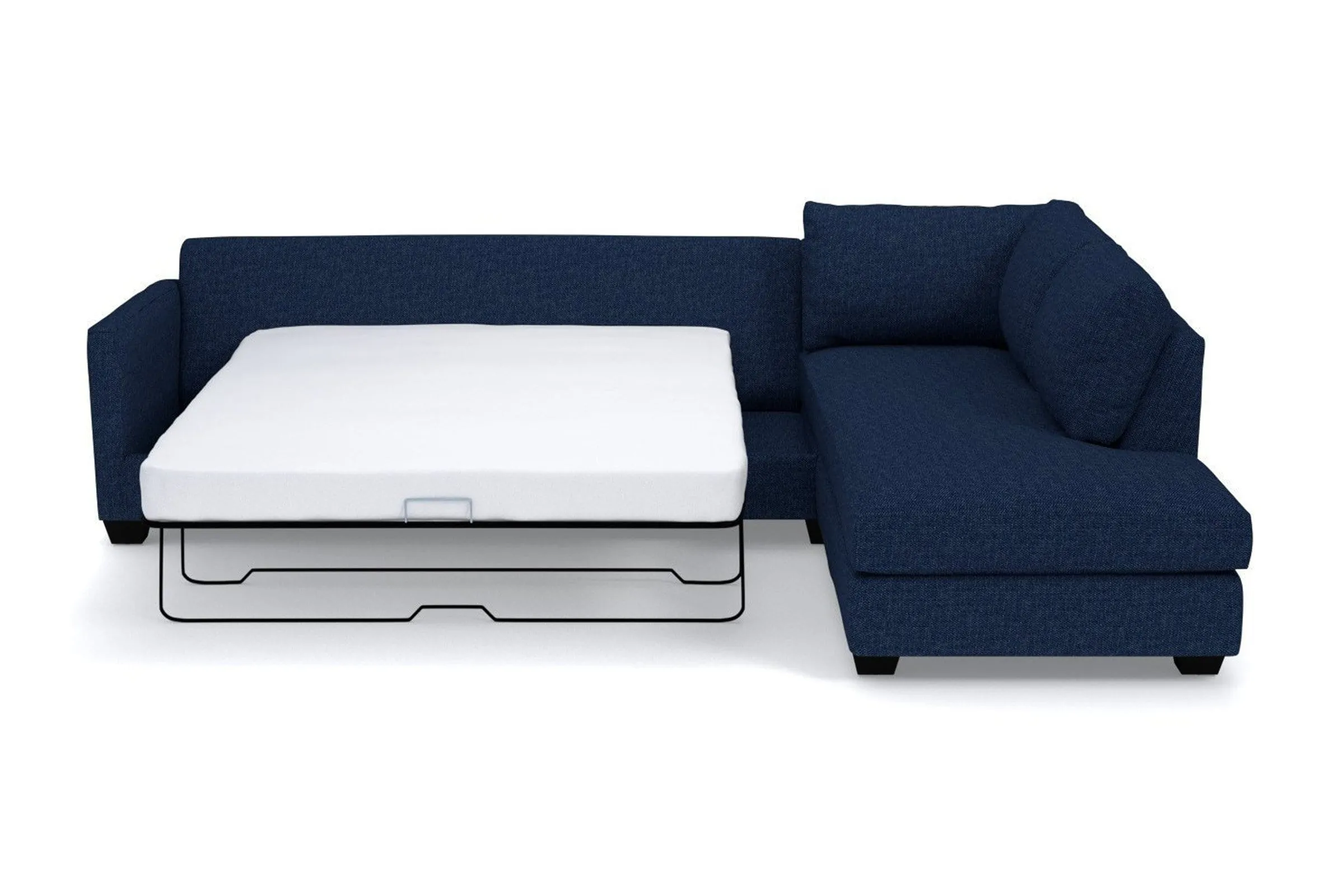 Tuxedo 2pc Sleeper Sectional :: Leg Finish: Espresso / Configuration: RAF - Chaise on the Right / Sleeper Option: Deluxe Innerspring Mattress